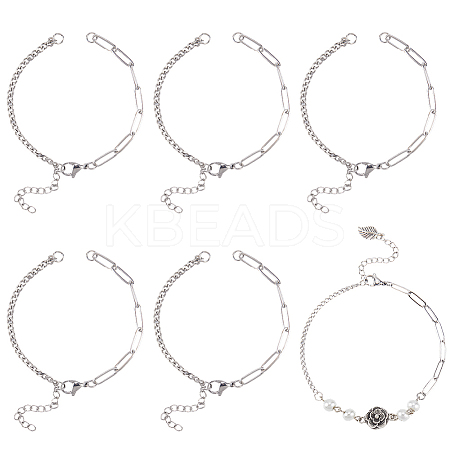 16Pcs Brass Curb & Paperclip Chains Bracelet Making MAK-SC0001-39-1