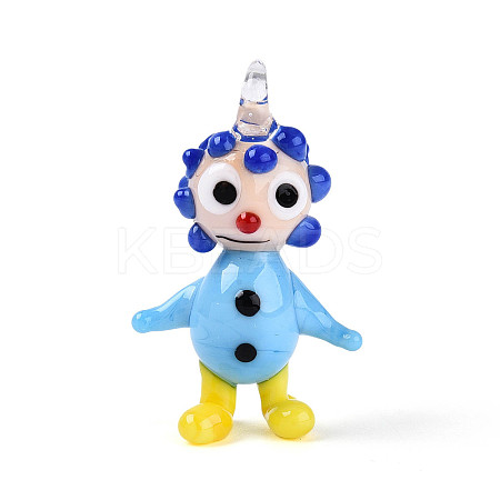Handmade Lampwork Clown Figurine Pendants LAMP-T025-09A-1