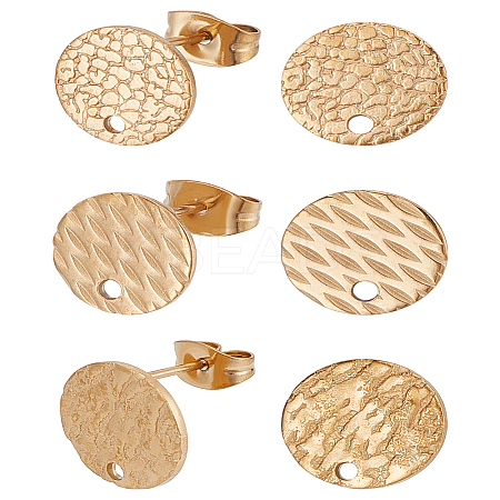 6Pcs 3 Styles Ion Plating(IP) 304 Stainless Steel Ear Stud Findings STAS-LP0001-50-1