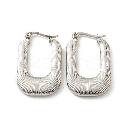 Non-Tarnish 304 Stainless Steel Rectangle Hoop Earrings for Women EJEW-F319-01P-1