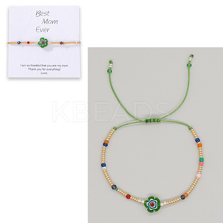 Flower Glass Seed Bead & Glass Beads Braided Bead Bracelets NS0067-6-1