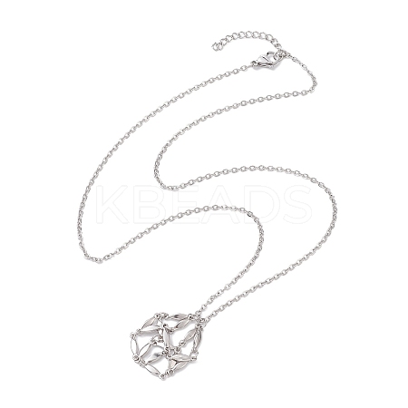 Crystal Stone Cage Pendant Necklaces NJEW-JN04756-02-1