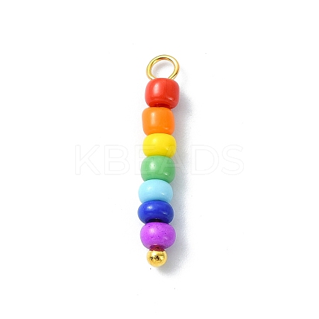 7 Color Chakra Coloful Glass Seed Beaded Pendants PALLOY-JF02526-02-1