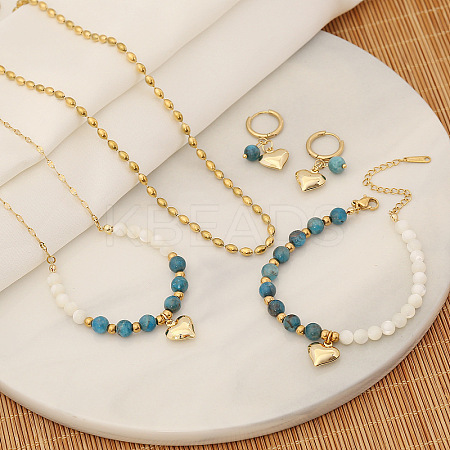 Natural Apatite Beads Necklaces & Bracelets & Earrings Set WG83612-01-1