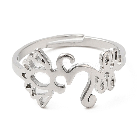 Non-Tarnish 304 Stainless Steel Yoga & Infinity Adjustable Ring for Women RJEW-M149-19P-1