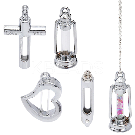4 Sets 4 Style Wishing Bottle Glass Pendants GLAA-CA0001-50-1