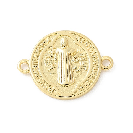 Brass Saint Benedict Medal Connector Charms KK-P294-02G-1