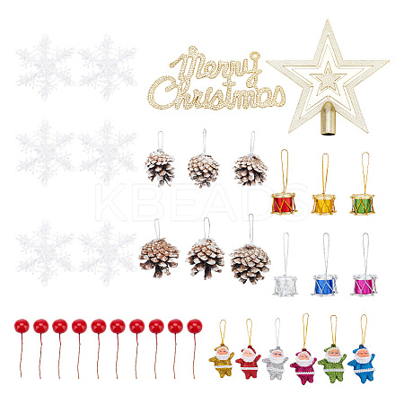 BENECREAT 7 Styles Merry Christmas Plastic Pendants Decoration Set HJEW-BC0001-45-1