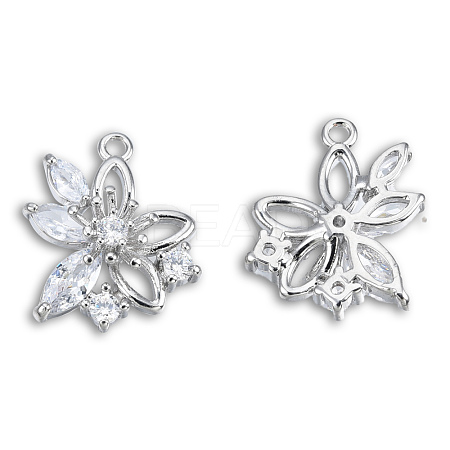 Brass Pave Clear Cubic Zirconia Pendants KK-N235-042P-1