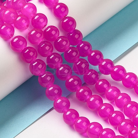 Baking Paint Imitation Jade Glass Round Bead Strands X1-DGLA-Q021-8mm-28-1