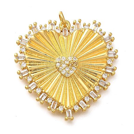 Brass Micro Pave Cubic Zirconia Pendants KK-U055-25G-1