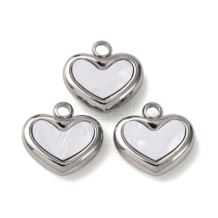 304 Stainless Steel Resin Pendants STAS-P406-15A-P-1