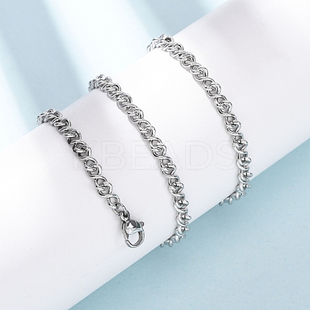 3.8MM 304 Stainless Steel Twisted Chain Necklaces NJEW-P346-02P-1