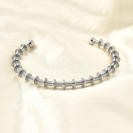 304 Stainless Steel Open Cuff Bangles for Woman BJEW-M113-02P-1