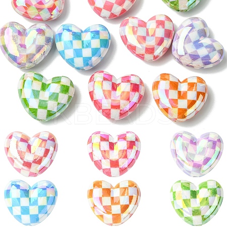 10Pcs UV Plating Opaque Acrylic Beads MACR-YW0004-42-1