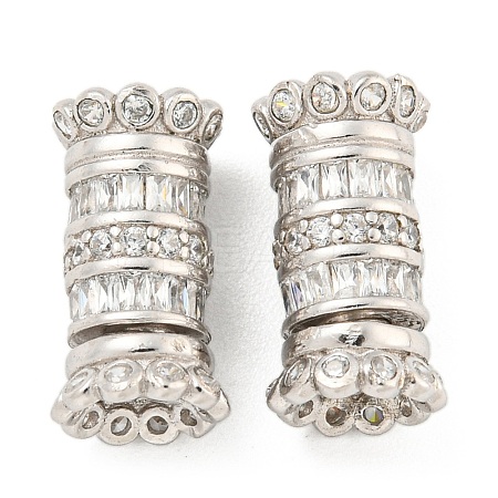 925 Sterling Silver Micro Pave Cubic Zirconia Screw Clasps STER-U001-05A-P-1