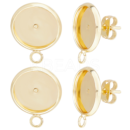 Beebeecraft 8 Pairs Brass Stud Earring Settings DIY-BBC0001-40-1
