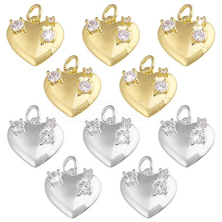 10Pcs 2 Colors Brass Pave Cubic Zirconia Pendants KK-GA0002-35-1