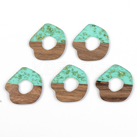 Transparent Resin & Walnut Wood Pendants RESI-S389-050A-B02-1