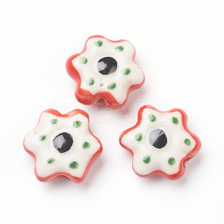 Handmade Porcelain Flower Beads PORC-J008-07-1