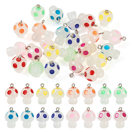 32Pcs 8 Colors Luminous Transparent Resin Pendants FIND-TA0002-48-1