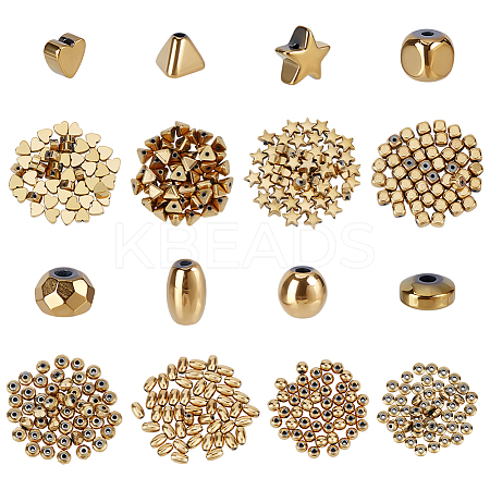 400Pcs 8 Styles Electroplate Non-magnetic Synthetic Hematite Beads G-ME0001-01-1