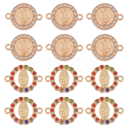 40Pcs 2 Styles Flat Round Alloy Connector Charms FIND-GO0001-33-1