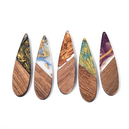 Opaque Resin & Walnut Wood Pendants RESI-T060-56M-1