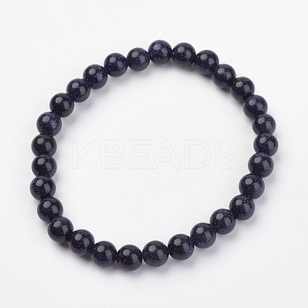 Synthetic Blue Goldstone Stretch Bracelets G-N0263-02-1