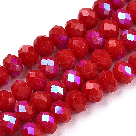 Electroplate Opaque Solid Color Glass Beads Strands EGLA-A034-P10mm-L21-1