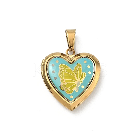 304 Stainless Steel Locket Pendants STAS-H255-02G-13-1