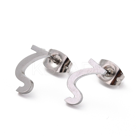 Tarnish Resistant 304 Stainless Steel Greek Alphabet Stud Earrings STAS-D007-07P-18-1