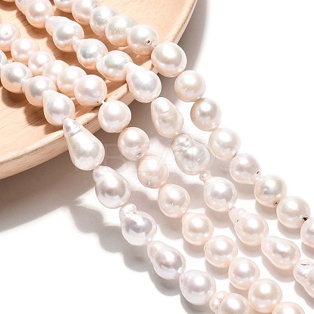 Baroque Natural Nucleated Pearl Keshi Pearl Beads Strands PEAR-S020-F12-01-1