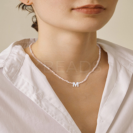 1Pc Glass Rondelle Beaded Necklaces NJEW-LP0007-23M-1