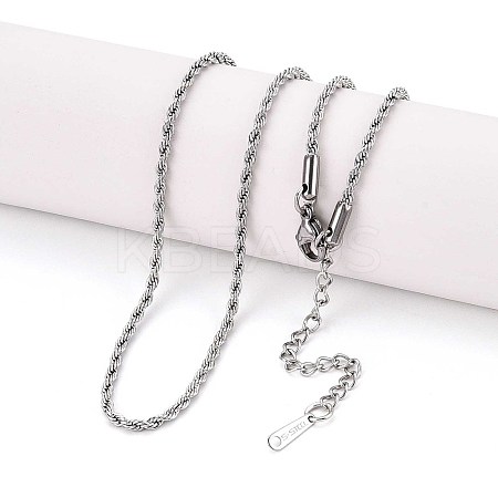 2MM 304 Stainless Steel Rope Chain Necklaces NJEW-N058-10P-1