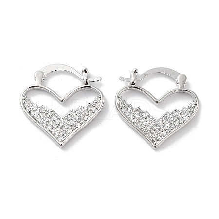 Rack Plating Brass Micro Pave Cubic Zirconia Hoop Earring EJEW-C081-37P-1