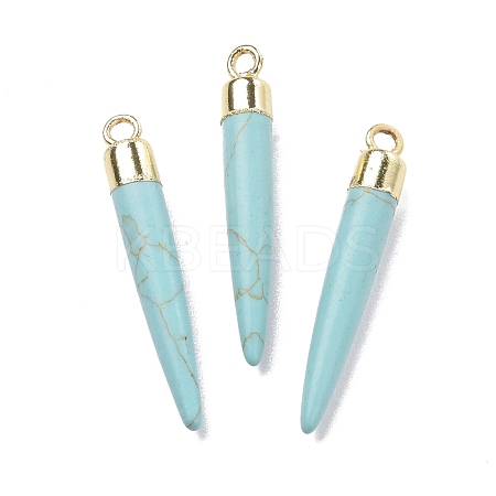 Synthetic Turquoise Brass Pendants G-B025-02LG-05-1
