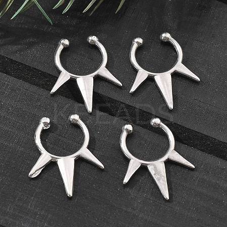 304 Stainless Steel 3 Spike Clip on Nose Rings AJEW-A062-05P-02-1