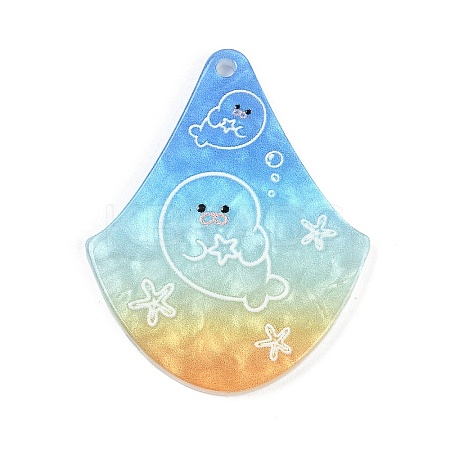 Marine Organism Series Fan Shape Acrylic Pendants OACR-Q101-03B-1