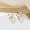 Brass Glass Stud Earrings EJEW-Q014-22G-1