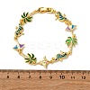 Ocean Theme Brass Cubic Zirconia with Enamel Link Bracelets for Women BJEW-F514-01B-G-5