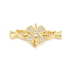 Brass Micro Pave Clear Cubic Zirconia Fold Over Clasps KK-M311-06G-1