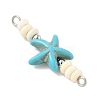 10Pcs 2 Colors Dyed Synthetic Turquoise Starfish Rondelle Beaded Connector Charms PALLOY-JF04014-5
