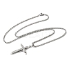 201 Stainless Steel Crystal Rhinestone Religion Cross Pendant Necklaces NJEW-H065-11P-2
