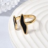Wave Irregular 304 Stainless Steel Open Cuff Rings for Women RJEW-A091-19G-3