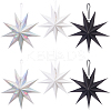 6Pcs 3 Colors Paper Star Pendant Decorations HJEW-GF0001-66B-1