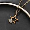304 Stainless Steel Crystal Rhinestone Double Star Pendant Cable Chain Necklaces LS-NJEW-Z056-02A-G-3