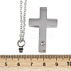 304 Stainless Steel Pave Clear Cubic Zirconia Cross Pendant Pet Urn Ashes Necklaces NJEW-S455-07P-6