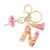Letter A~Z Transparent Glitter Resin Pendant Keychains KEYC-FZ00024-14-1