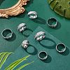 8Pcs 8 Size 201 Stainless Steel Grooved Finger Ring for Men Women RJEW-DC0001-11-5